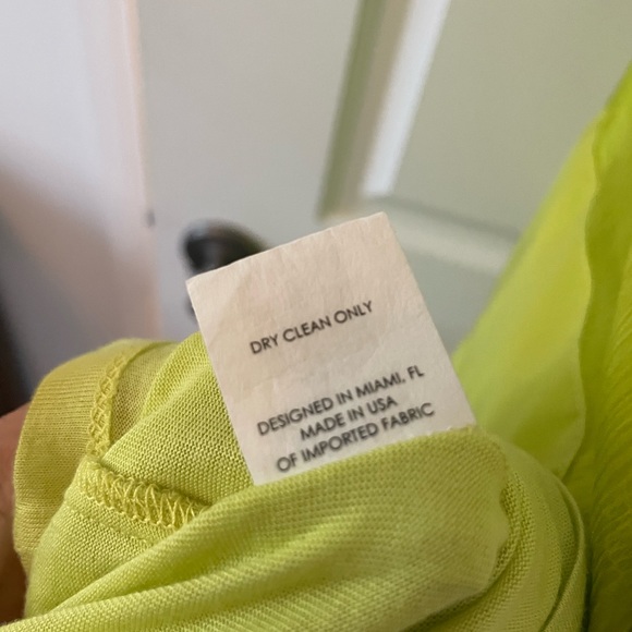 NWT Analili Neon Lime Green chiffon & silk dress Small - Picture 10 of 11
